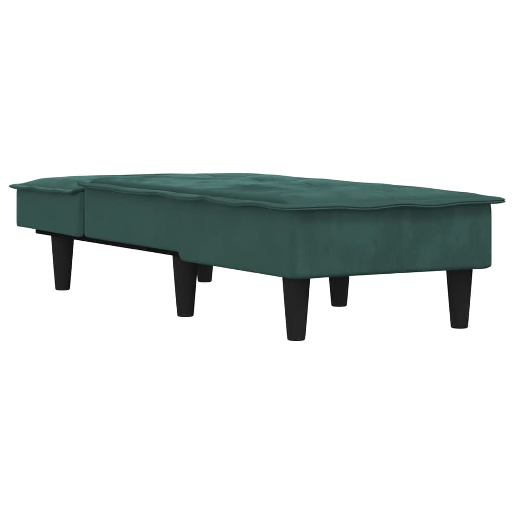 Chaise longue vert foncé velours - XIOS