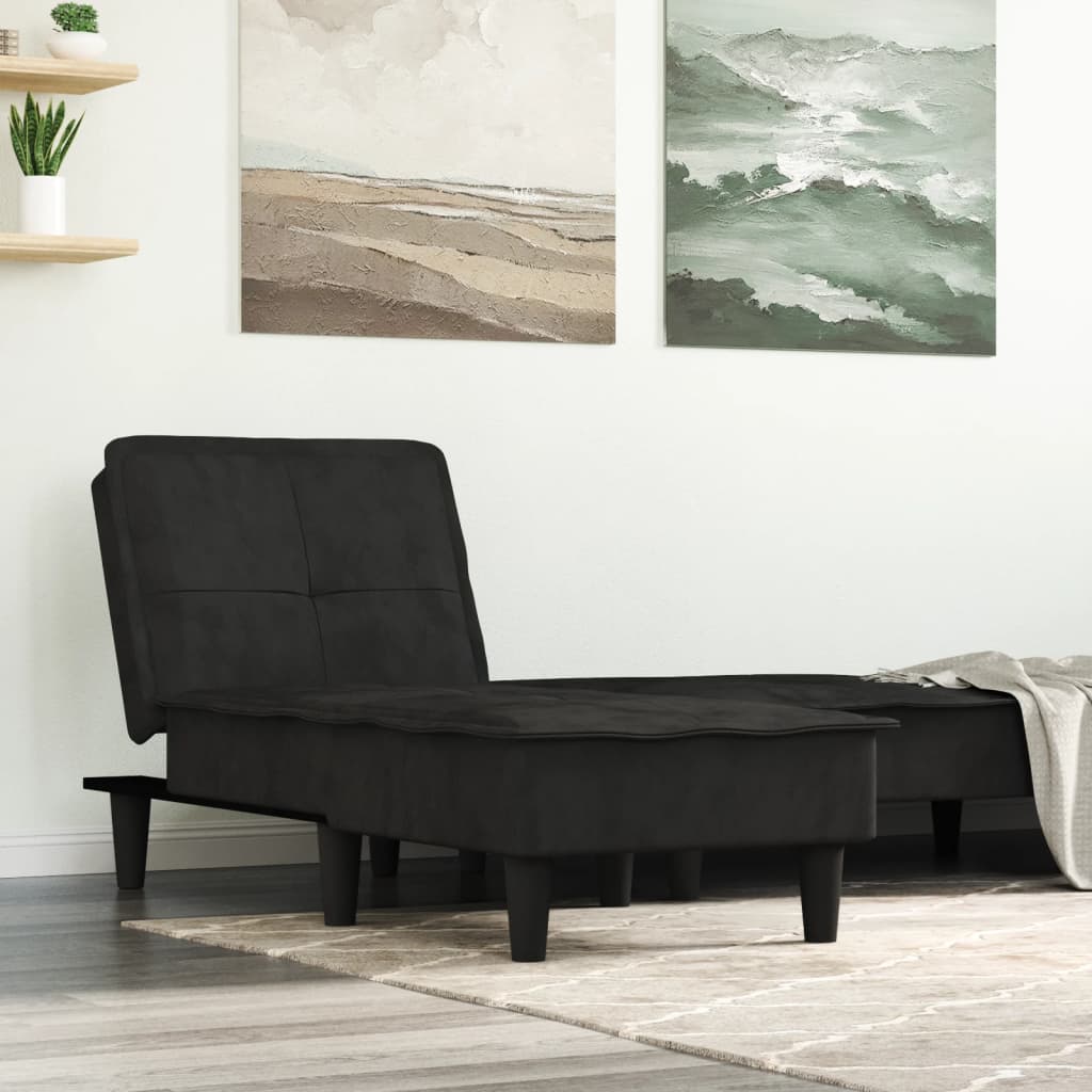 Chaise longue noir velours - XIOS