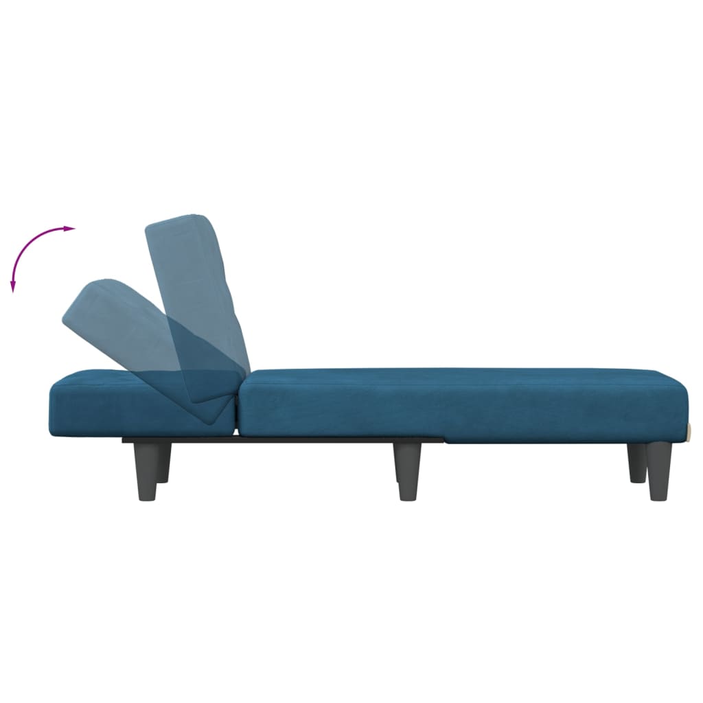 Chaise longue bleu velours - XIOS
