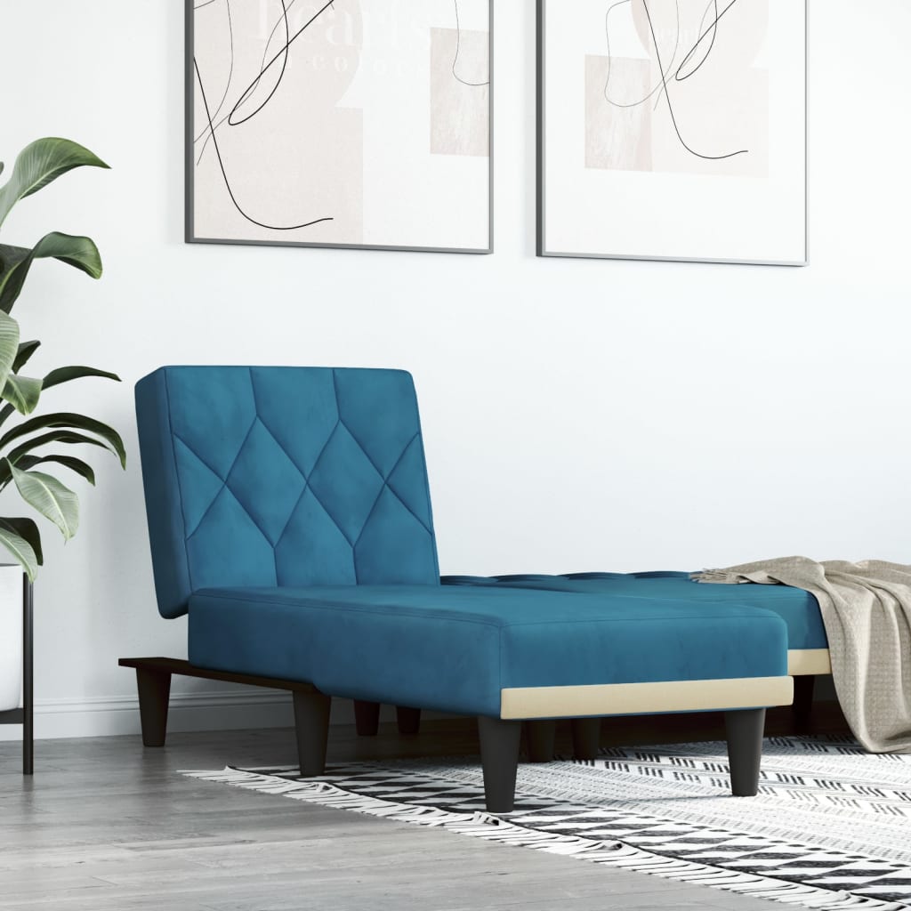 Chaise longue bleu velours - XIOS