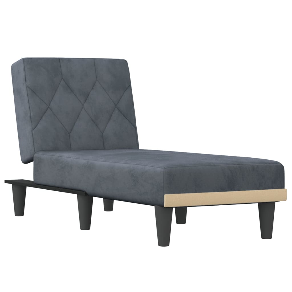 Chaise longue gris foncé velours - XIOS