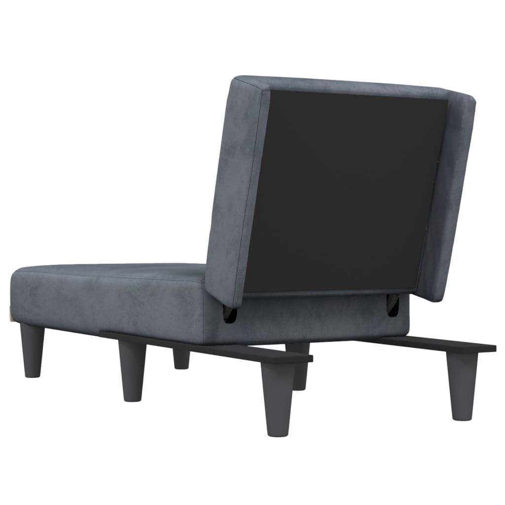 Chaise longue gris foncé velours - XIOS