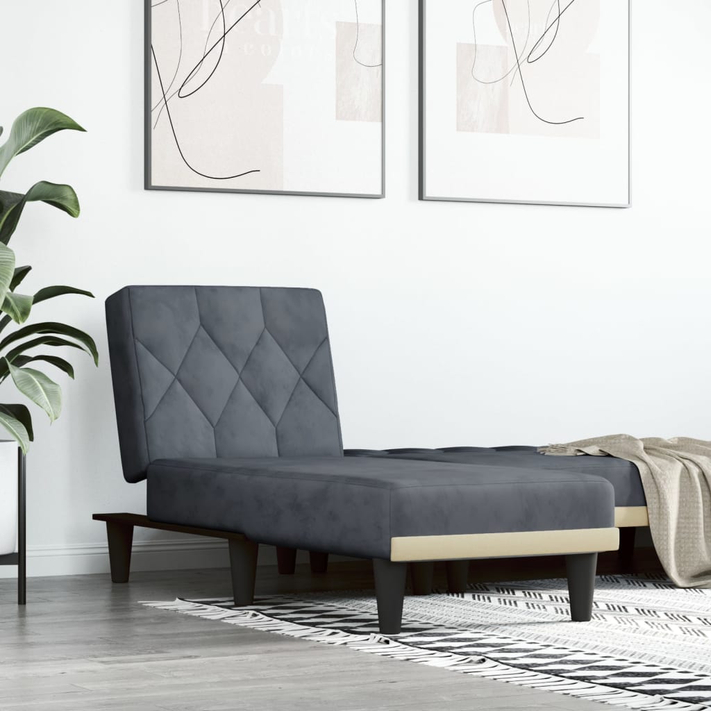 Chaise longue gris foncé velours - XIOS