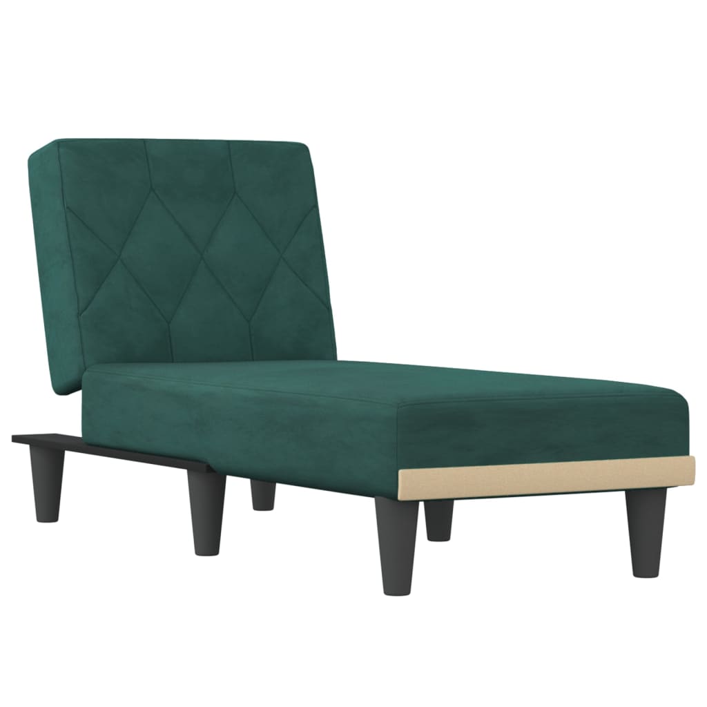 Chaise longue vert foncé velours - XIOS