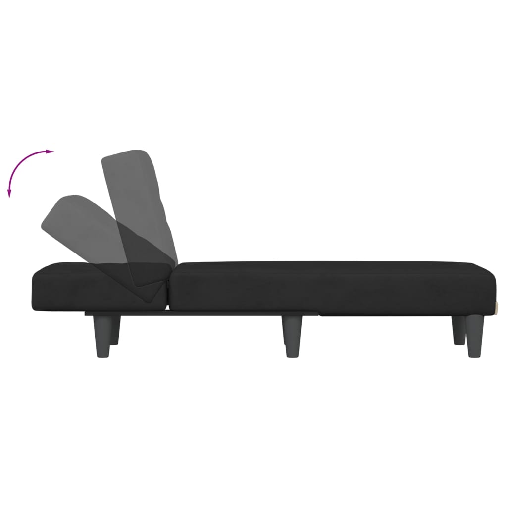 Chaise longue noir velours
