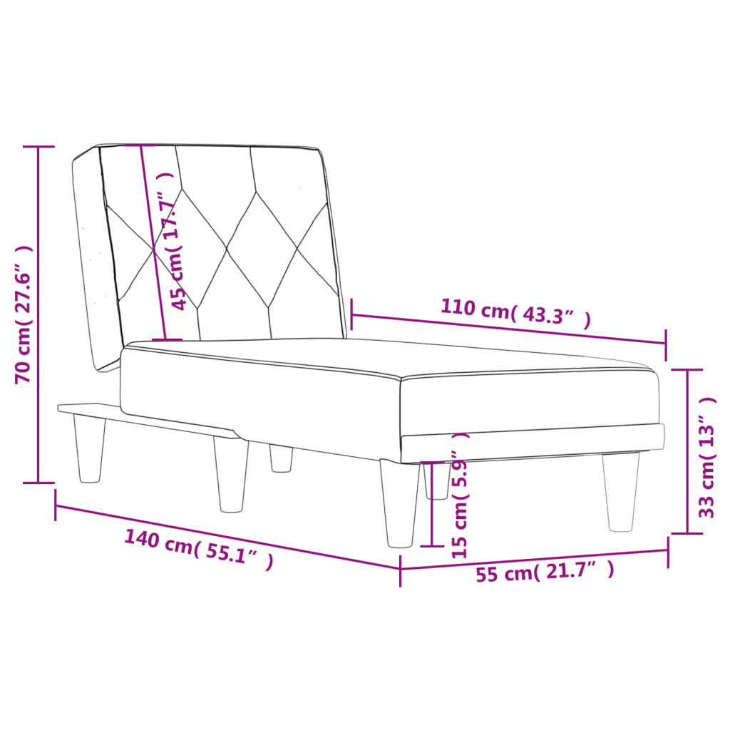 Chaise longue noir velours