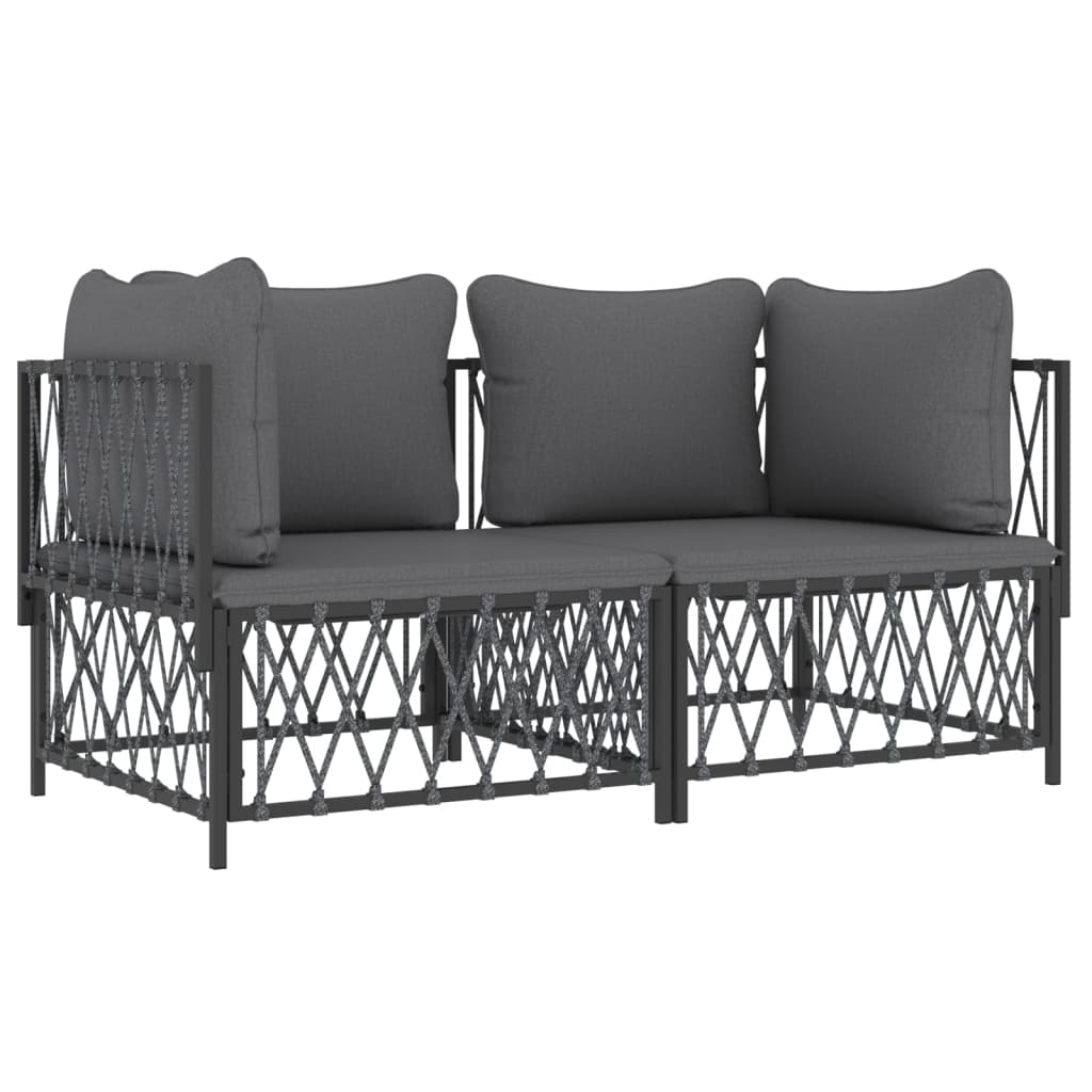 Salon de jardin avec coussins 2 pcs anthracite acier