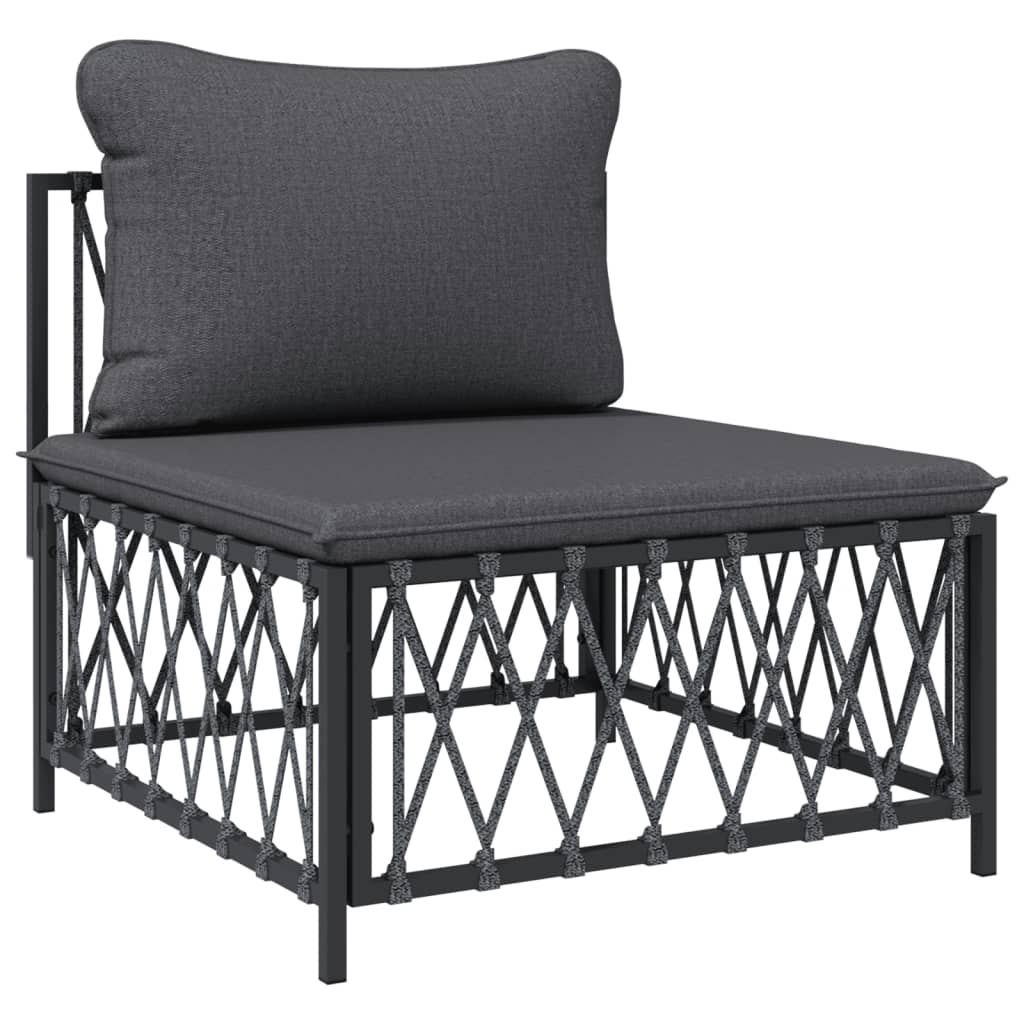 Salon de jardin avec coussins 3 pcs anthracite acier