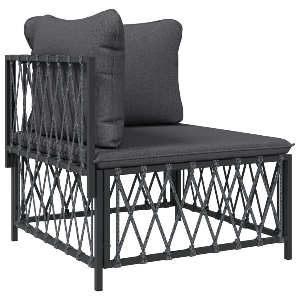 Salon de jardin avec coussins 4 pcs anthracite acier
