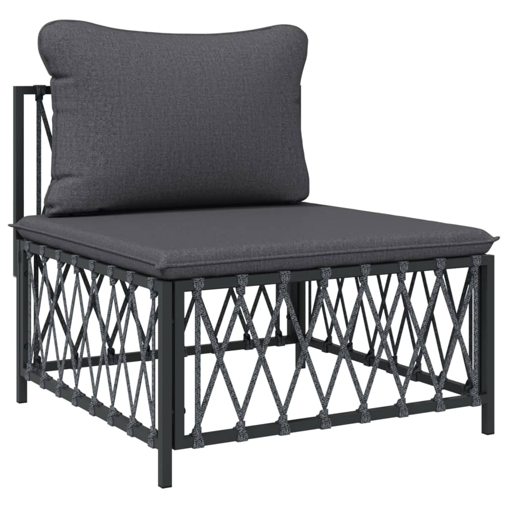 Salon de jardin avec coussins 6 pcs anthracite acier