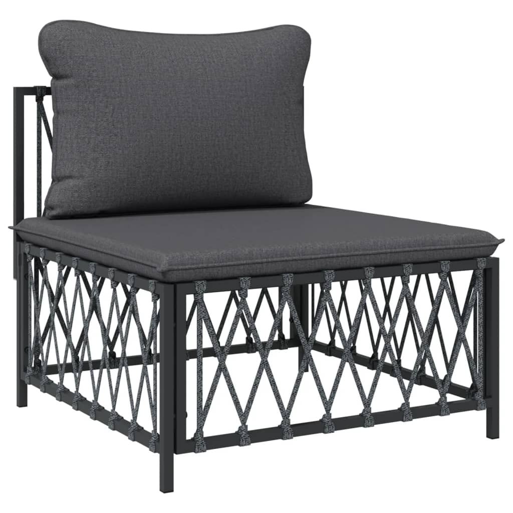 Salon de jardin avec coussins 4 pcs anthracite acier