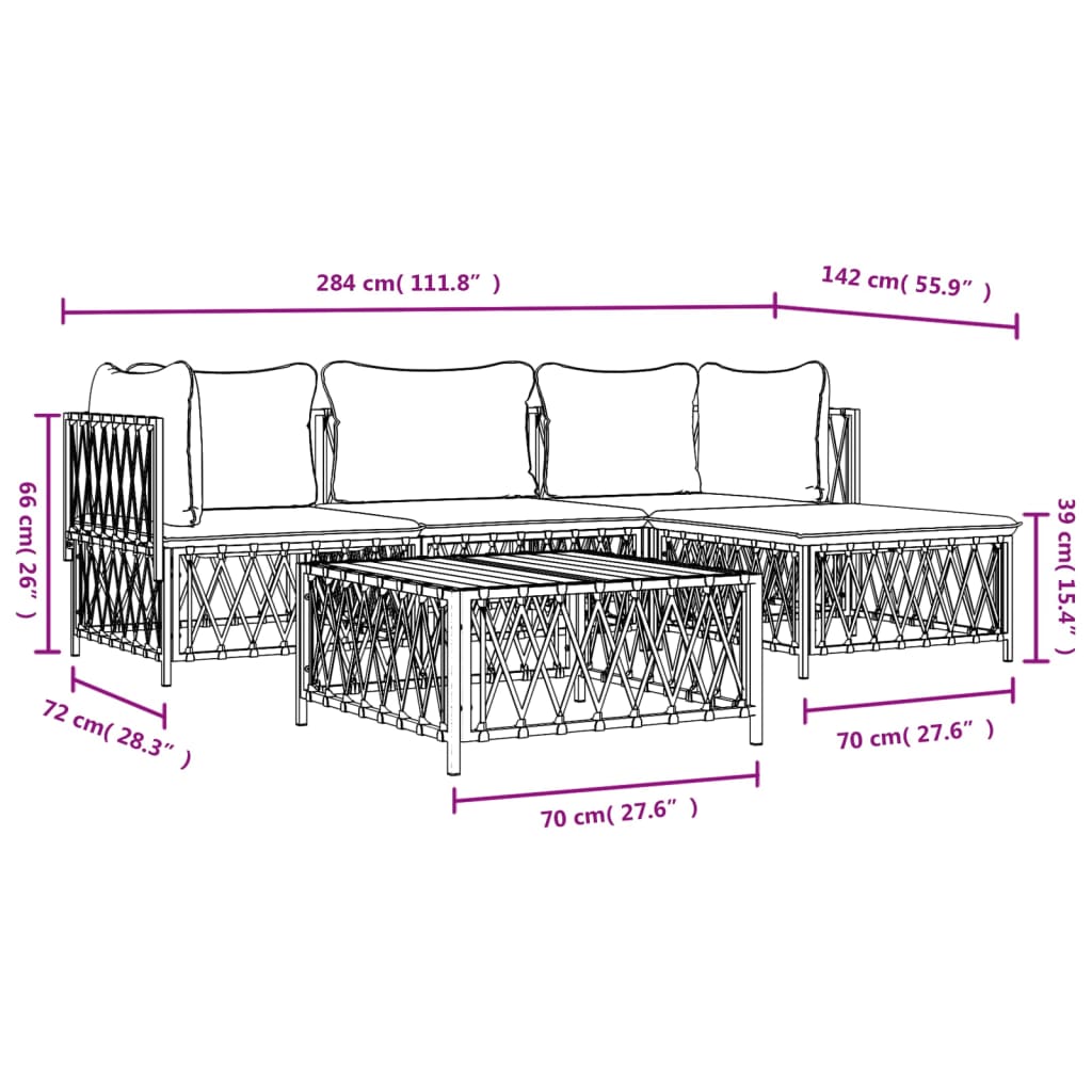 Salon de jardin avec coussins 4 pcs anthracite acier