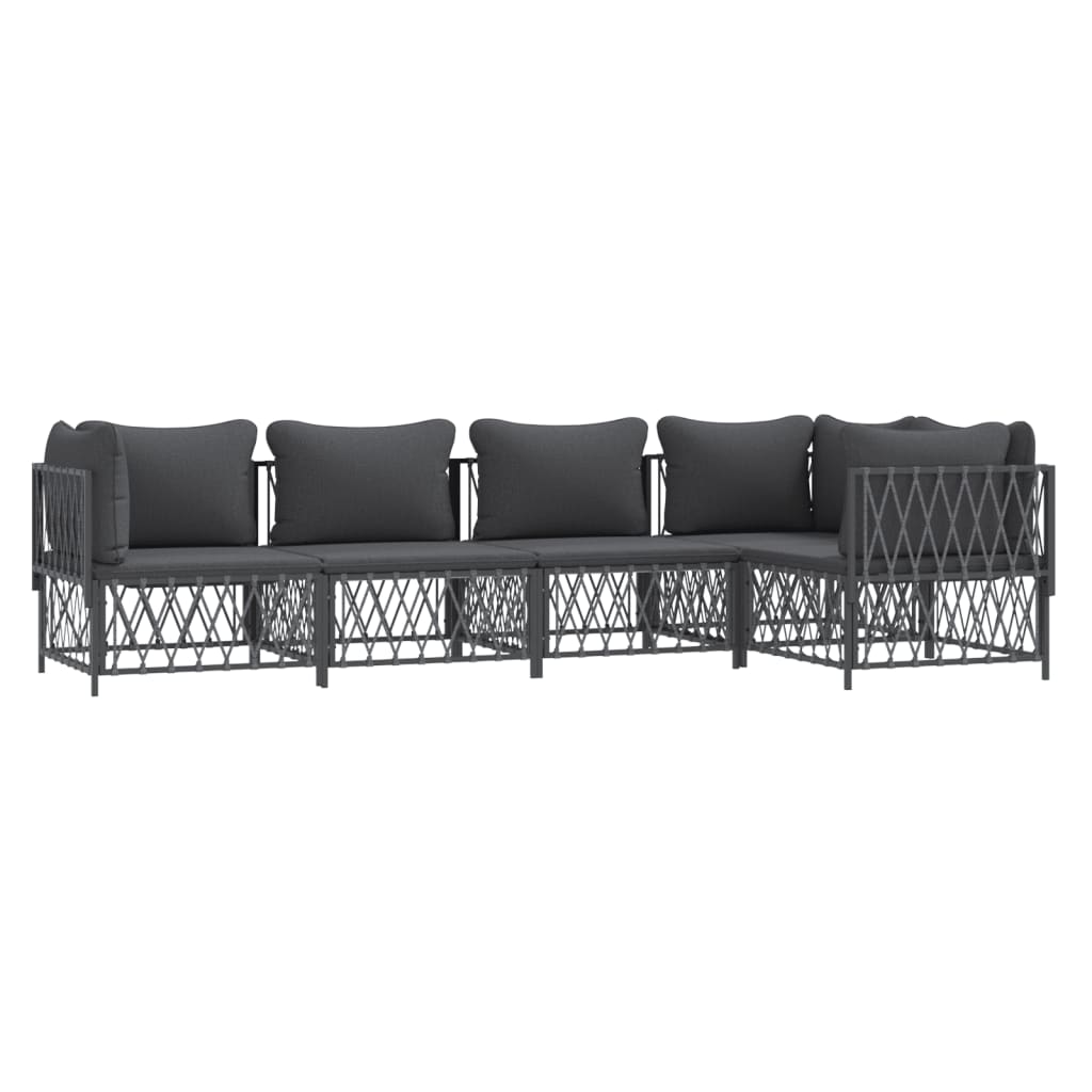Salon de jardin avec coussins 5 pcs anthracite acier