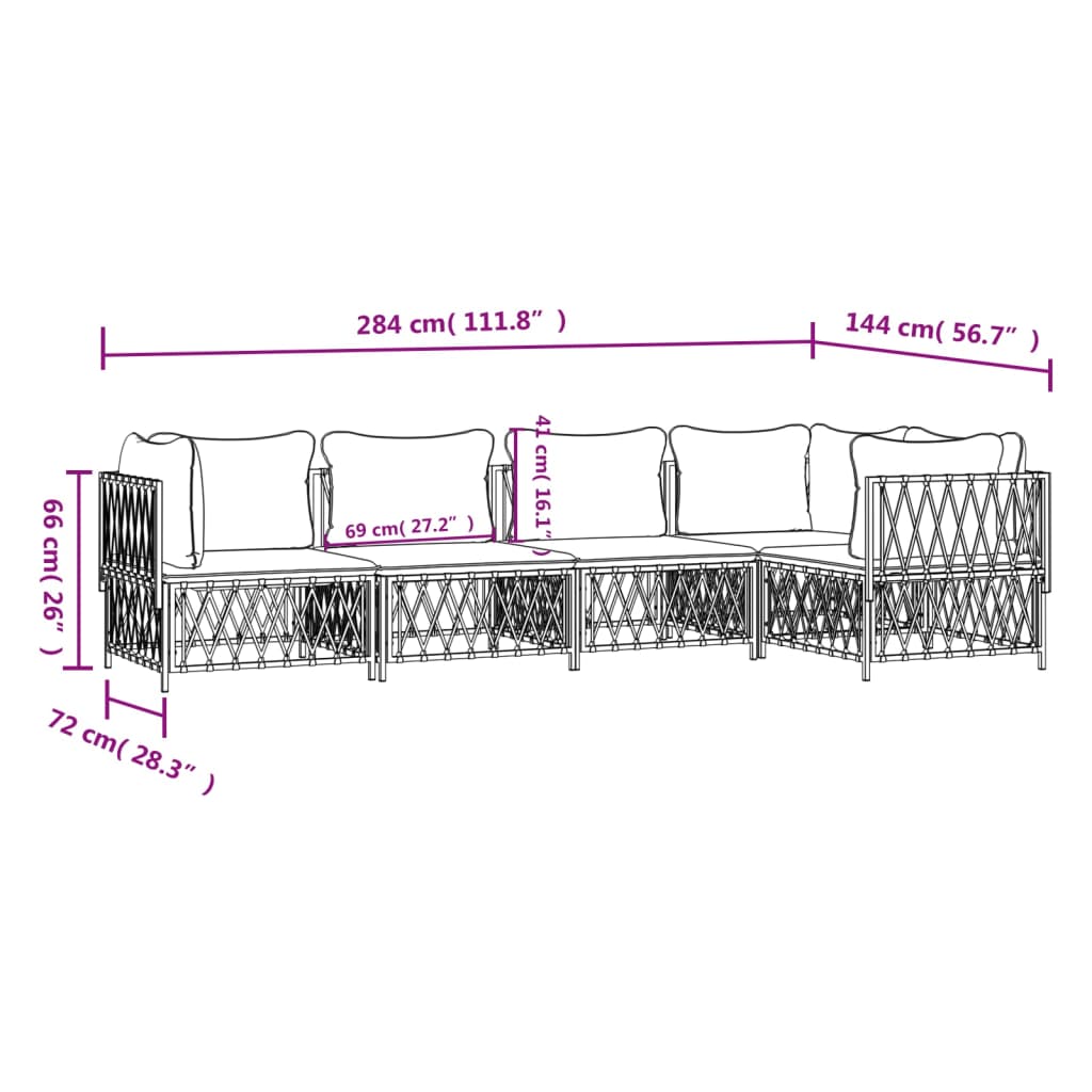 Salon de jardin avec coussins 5 pcs anthracite acier