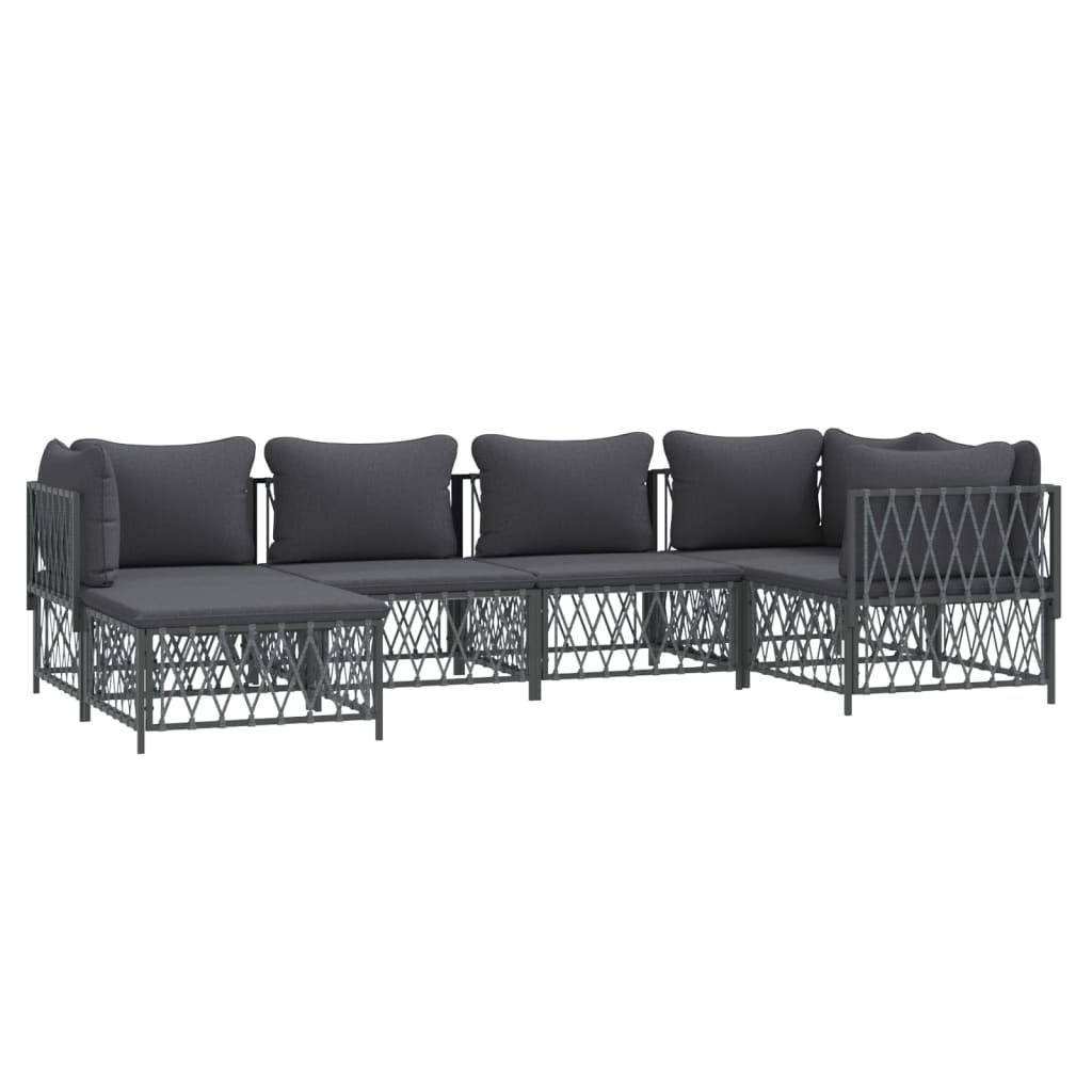 Salon de jardin avec coussins 6 pcs anthracite acier