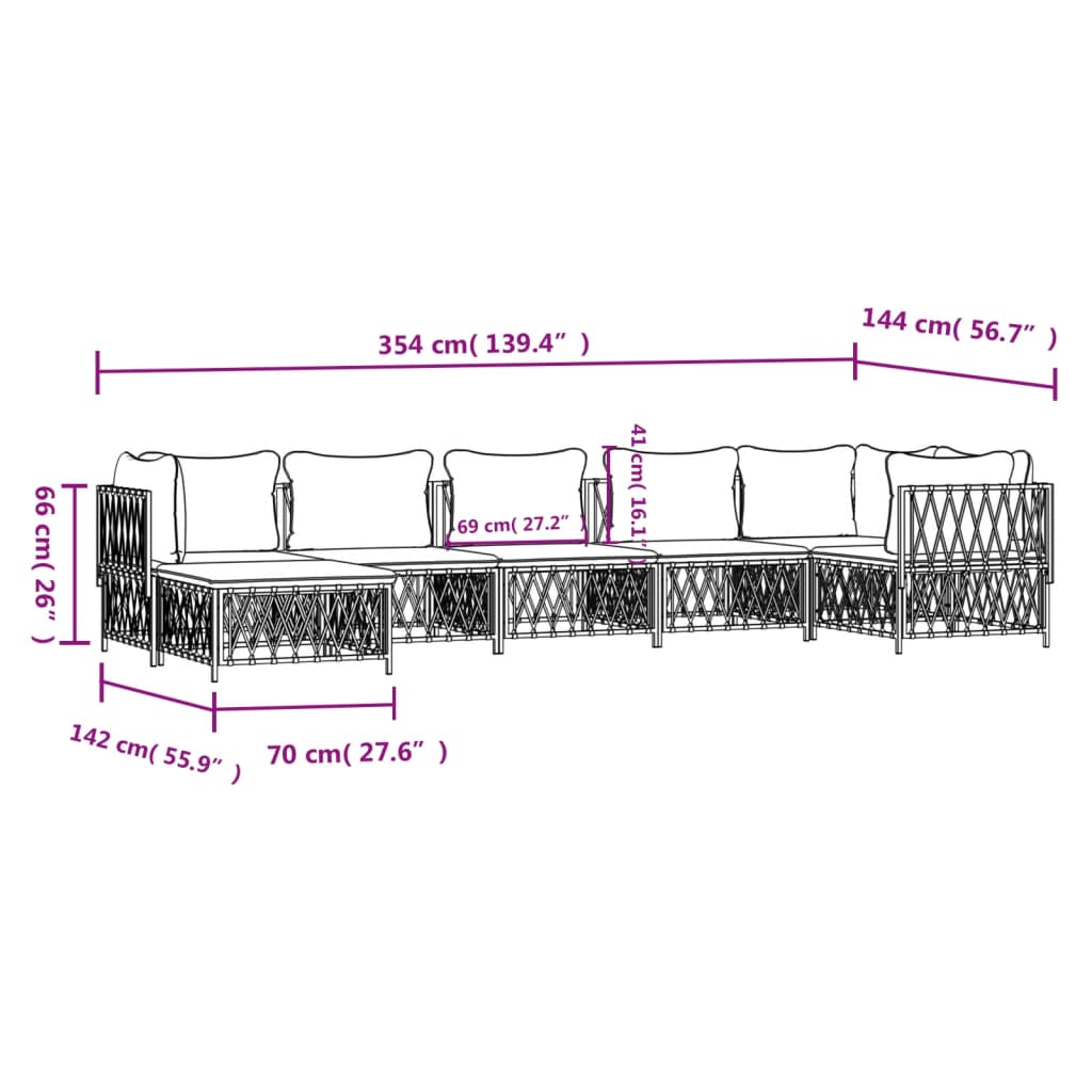 Salon de jardin 7 pcs avec coussins anthracite acier