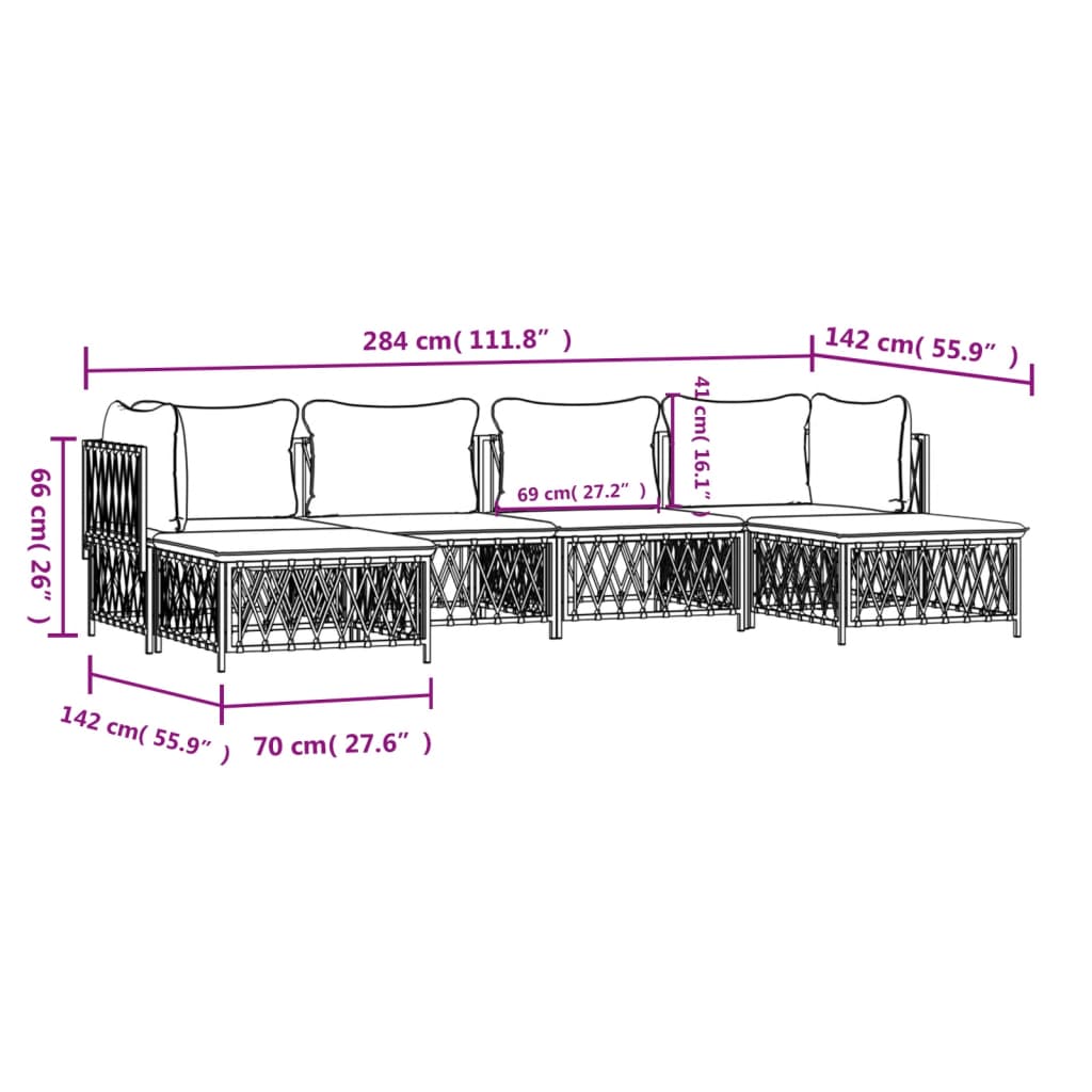 Salon de jardin avec coussins 6 pcs anthracite acier