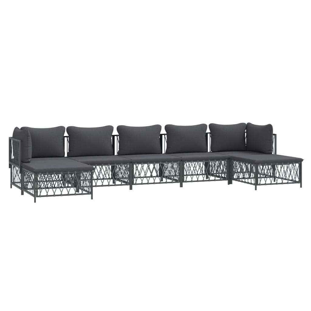 Salon de jardin 7 pcs avec coussins anthracite acier