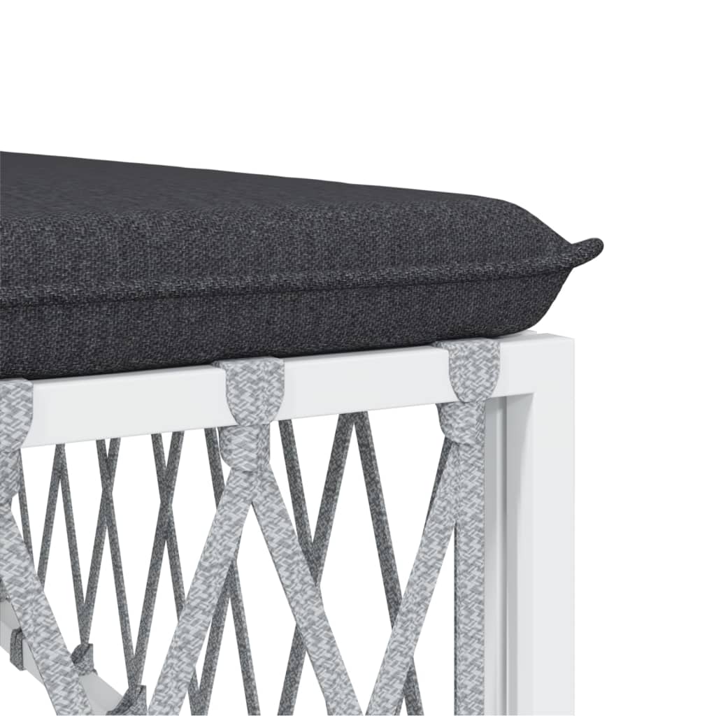 Salon de jardin 7 pcs avec coussins blanc acier