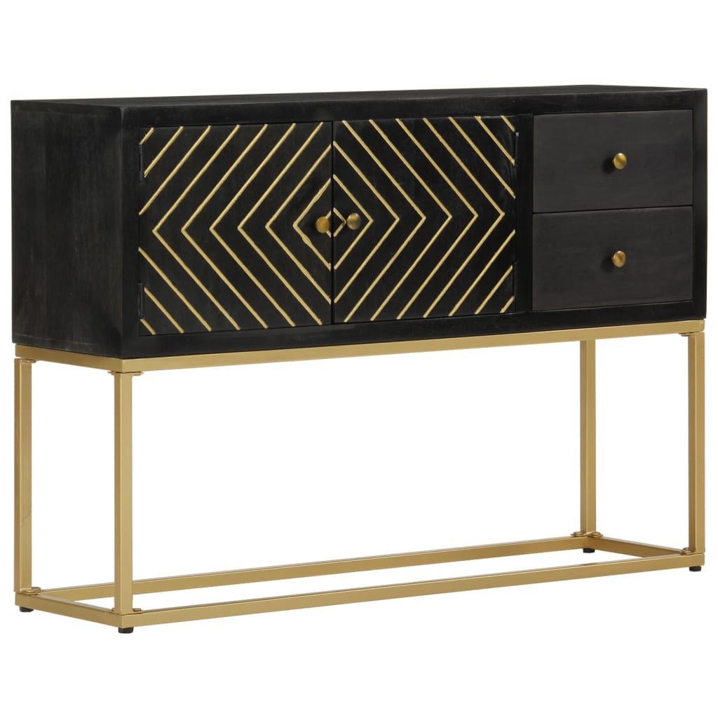 Buffet noir et doré 110x30x75 cm bois massif de manguier - XIOS