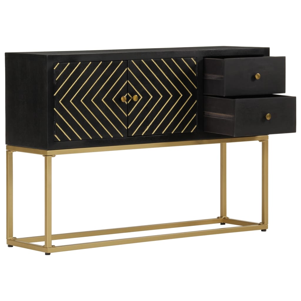 Buffet noir et doré 110x30x75 cm bois massif de manguier - XIOS