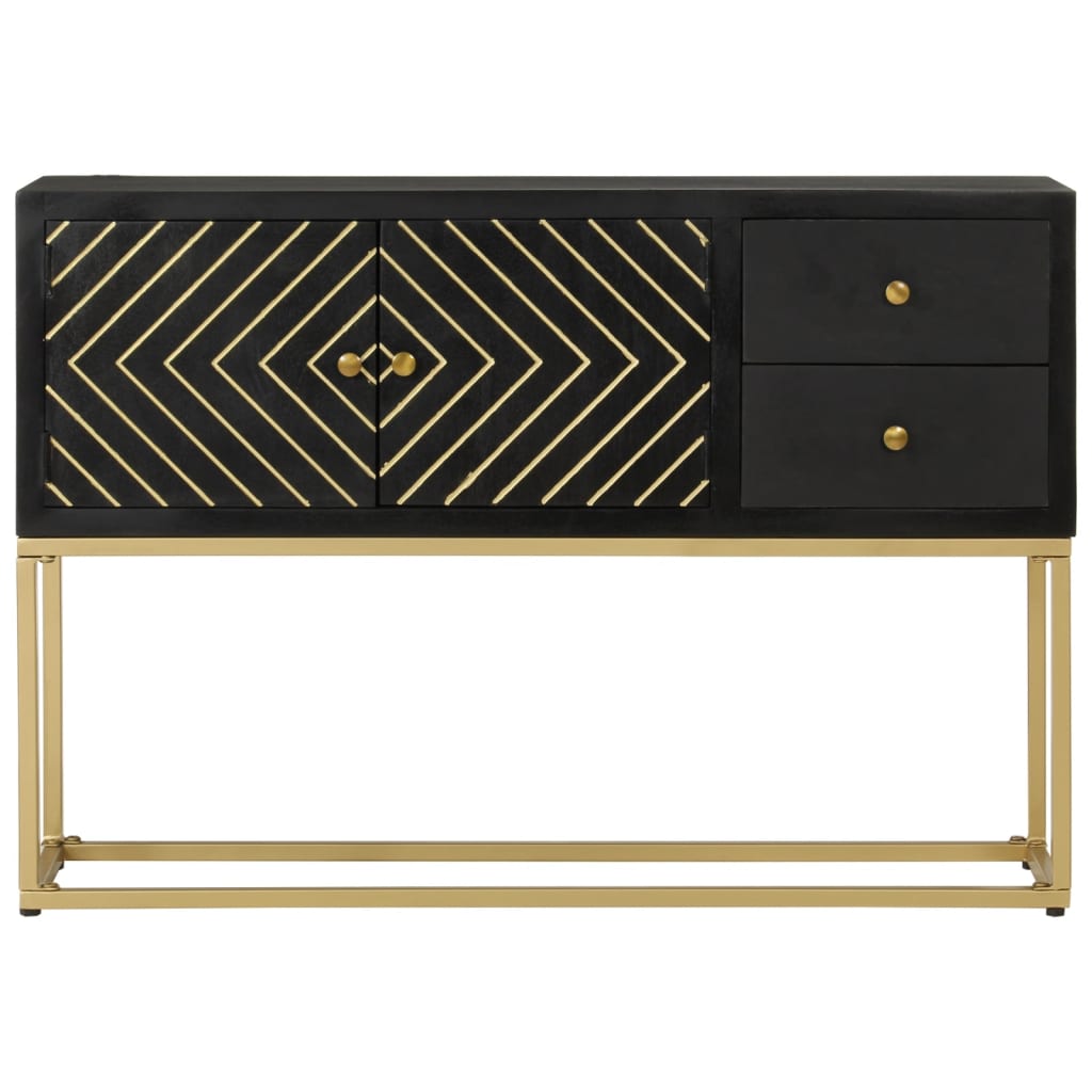 Buffet noir et doré 110x30x75 cm bois massif de manguier - XIOS