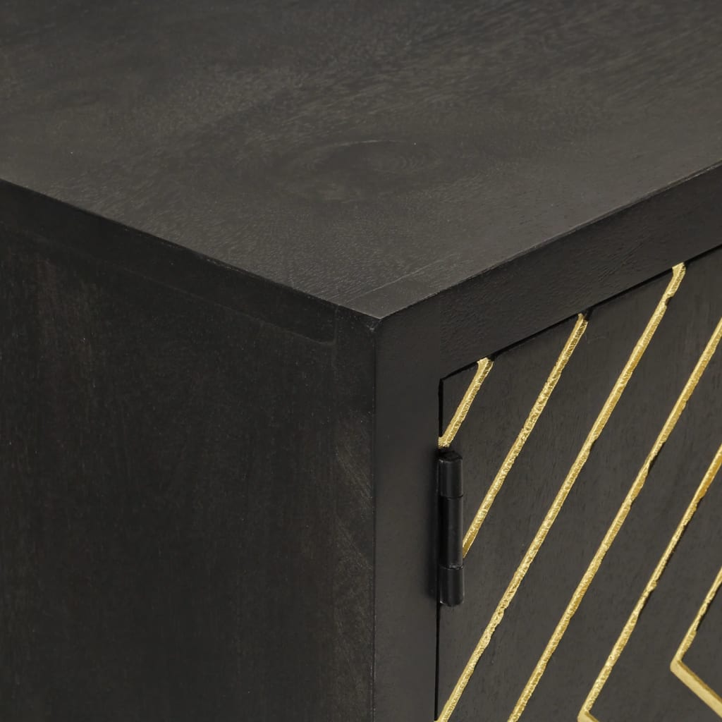 Buffet noir et doré 110x30x75 cm bois massif de manguier - XIOS