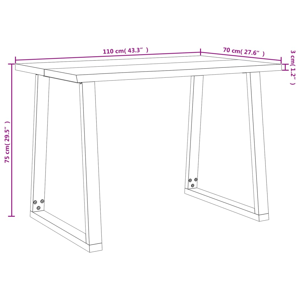 Ensemble à manger 3 pcs avec bord vivant bois massif d'acacia - XIOS
