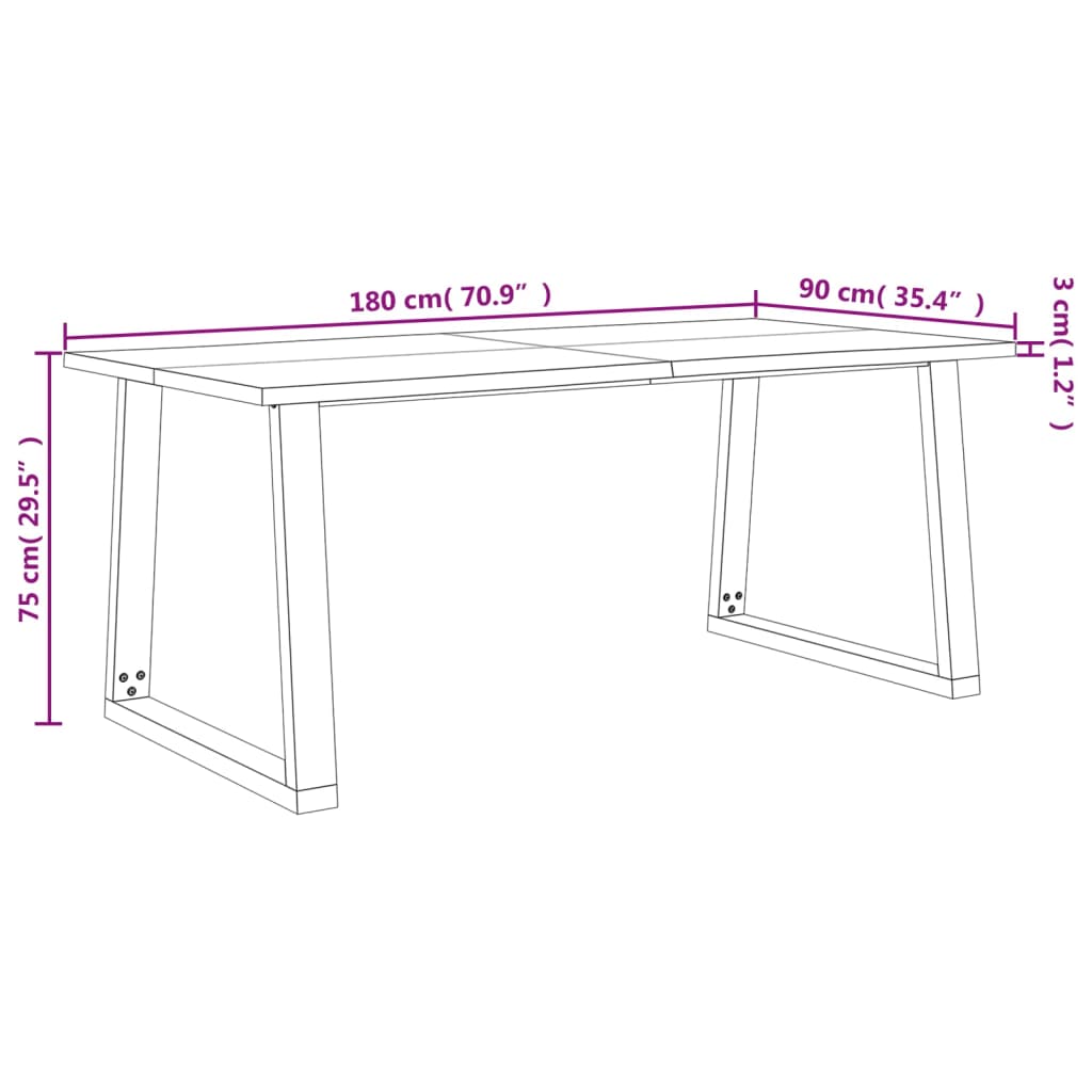Ensemble à manger 3 pcs avec bord vivant bois massif d'acacia - XIOS