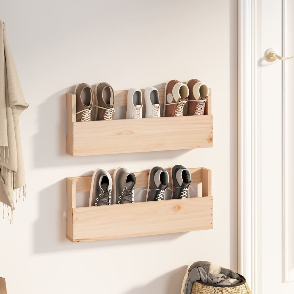 Étagères à chaussures murales 2 pcs 59x9x23 cm Pin massif - XIOS
