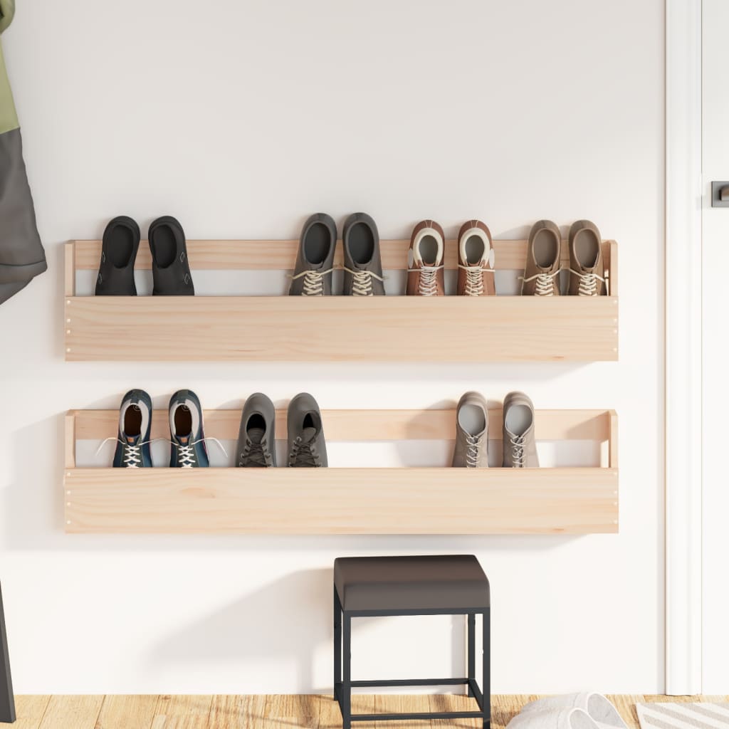 Étagères à chaussures murales 2 pcs 110x9x23 cm Pin massif - XIOS