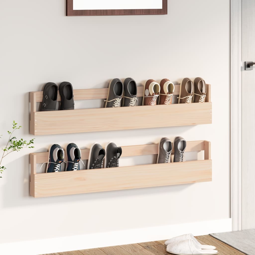 Étagères à chaussures murales 2 pcs 110x9x23 cm Pin massif - XIOS