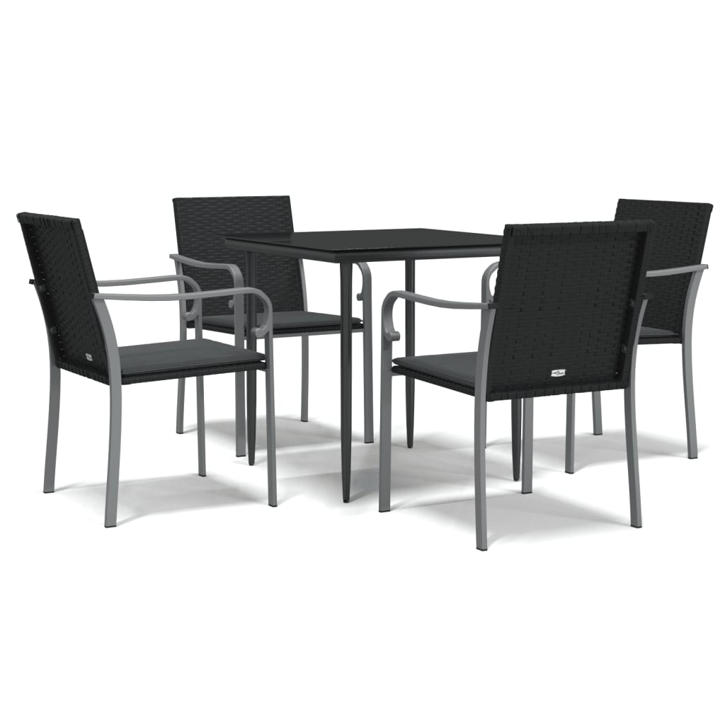 Ensemble à manger de jardin 5 pcs coussins résine tressée acier