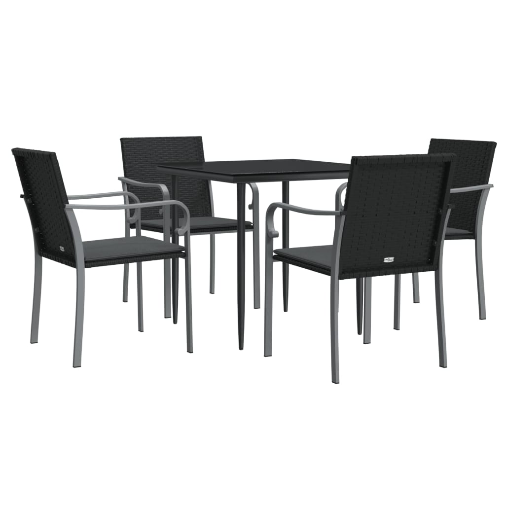 Ensemble à manger de jardin 5 pcs coussins résine tressée acier