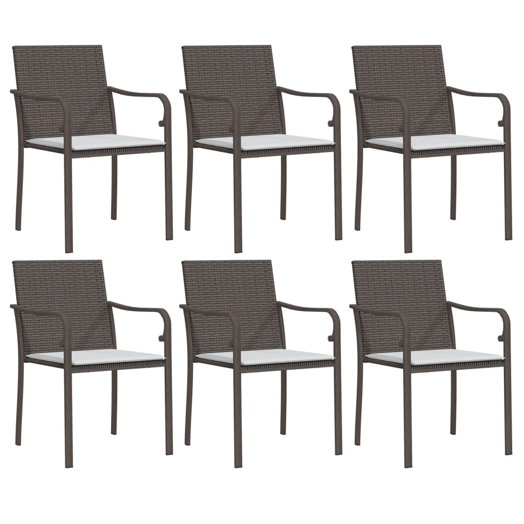 Ensemble à manger de jardin 7 pcs coussins résine tressée acier