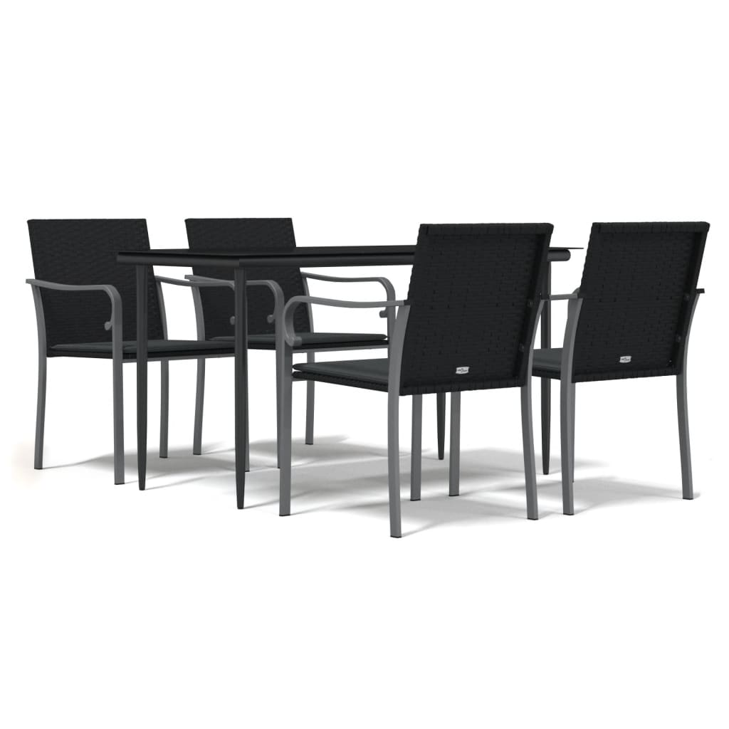 Ensemble à manger de jardin 5 pcs coussins résine tressée acier