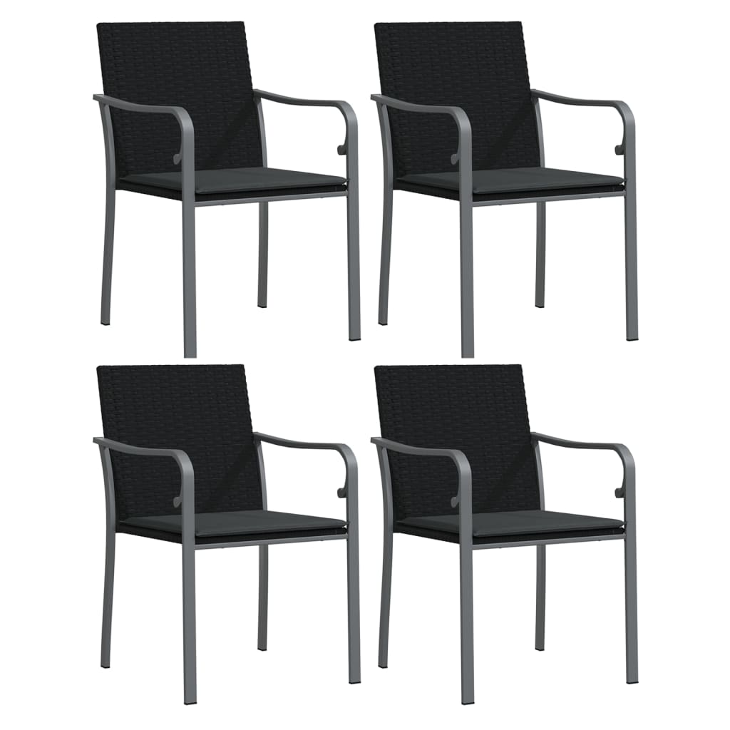 Ensemble à manger de jardin 5 pcs coussins résine tressée acier