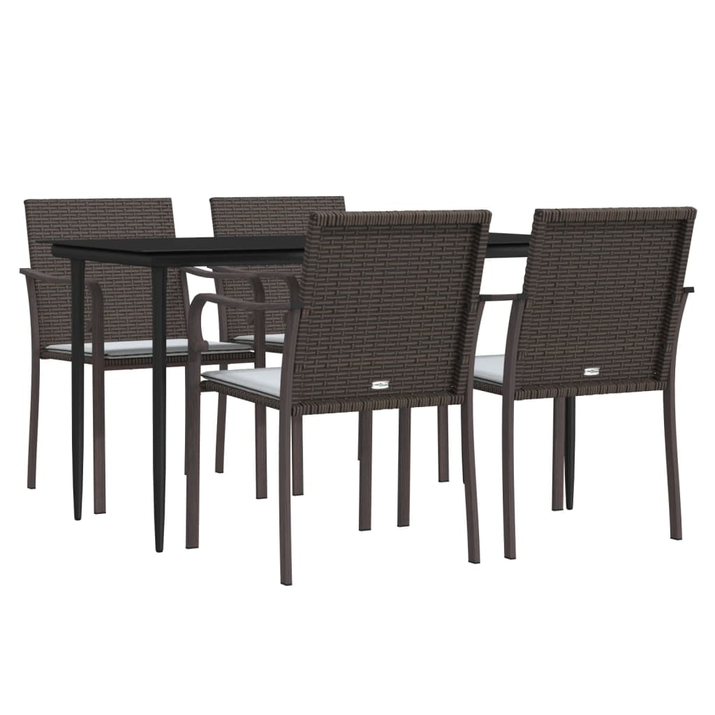 Ensemble à manger de jardin 5 pcs coussins résine tressée acier