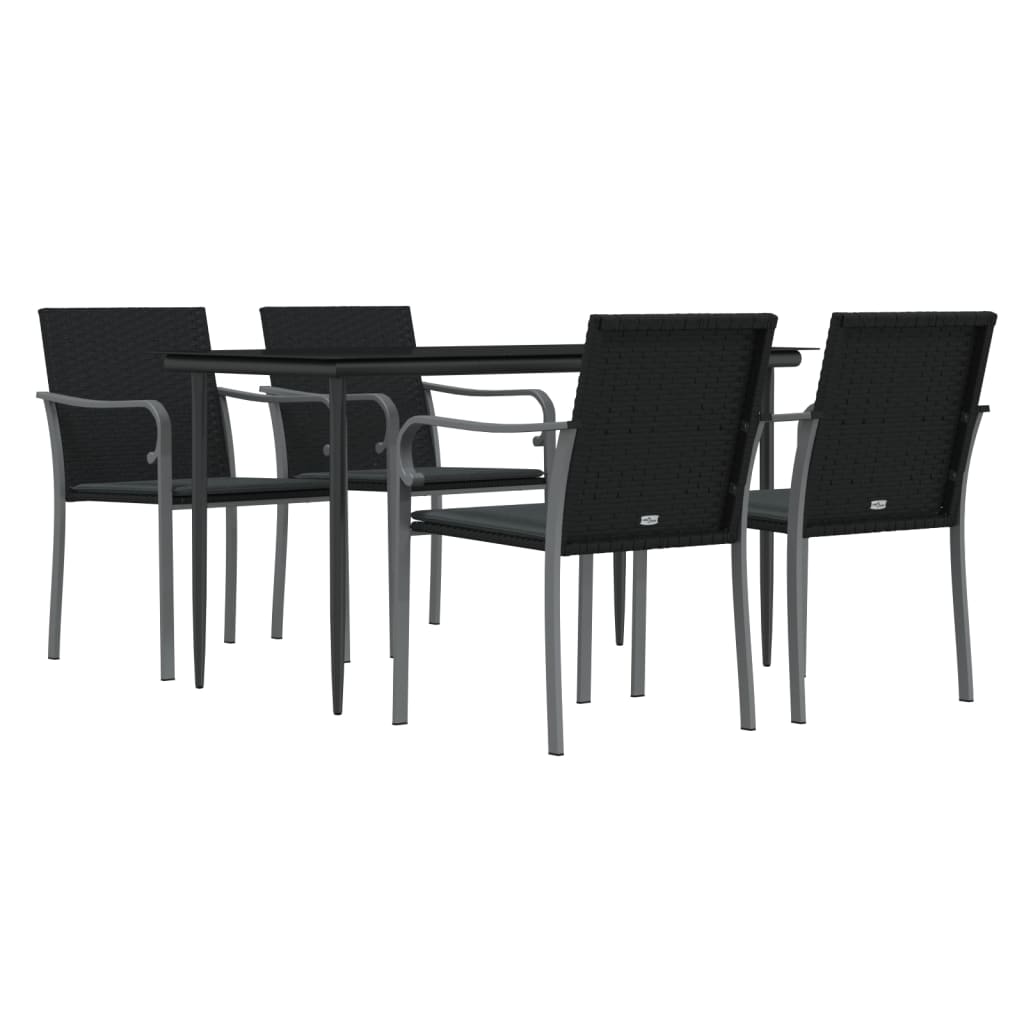 Ensemble à manger de jardin 5 pcs coussins résine tressée acier
