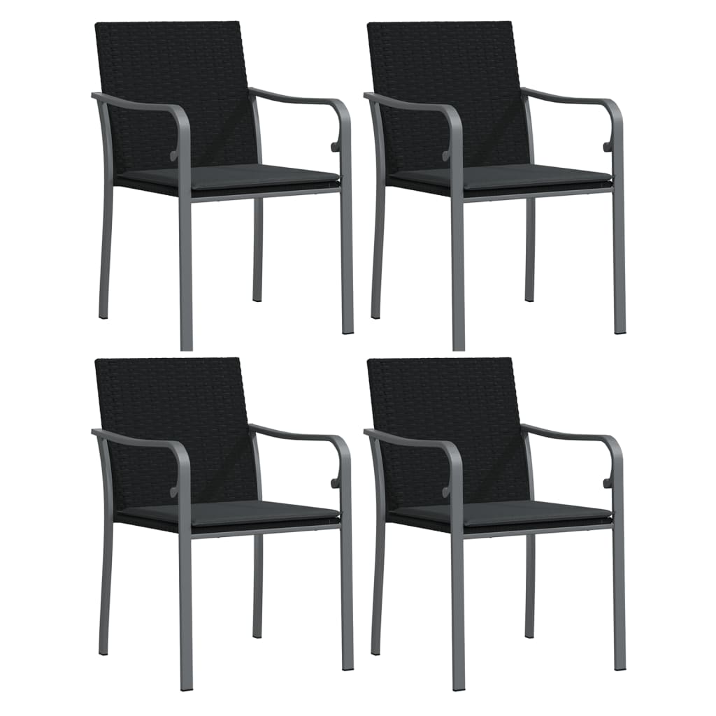 Ensemble à manger de jardin 5 pcs coussins résine tressée acier