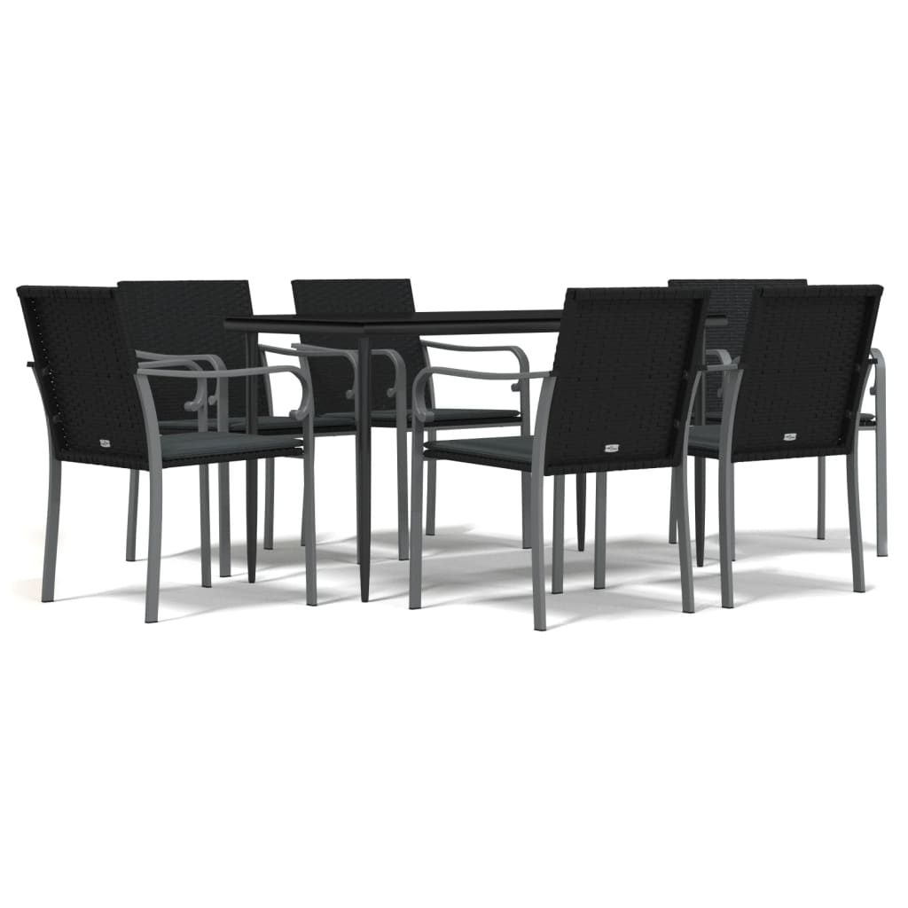 Ensemble à manger de jardin 7 pcs coussins résine tressée acier