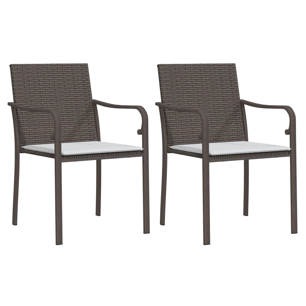 Ensemble à manger de jardin 3 pcs coussins résine tressée acier