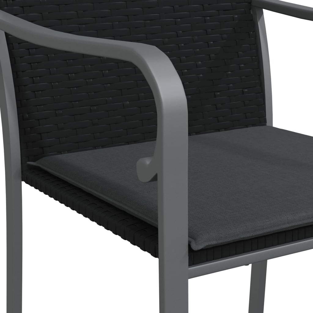 Ensemble à manger de jardin 3 pcs coussins résine tressée acier