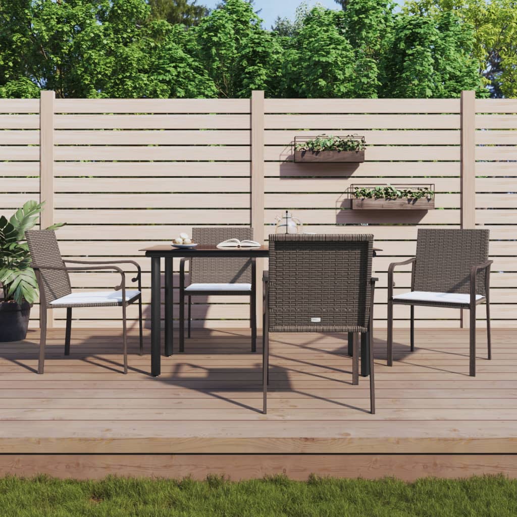 Ensemble à manger de jardin 5 pcs coussins résine tressée acier