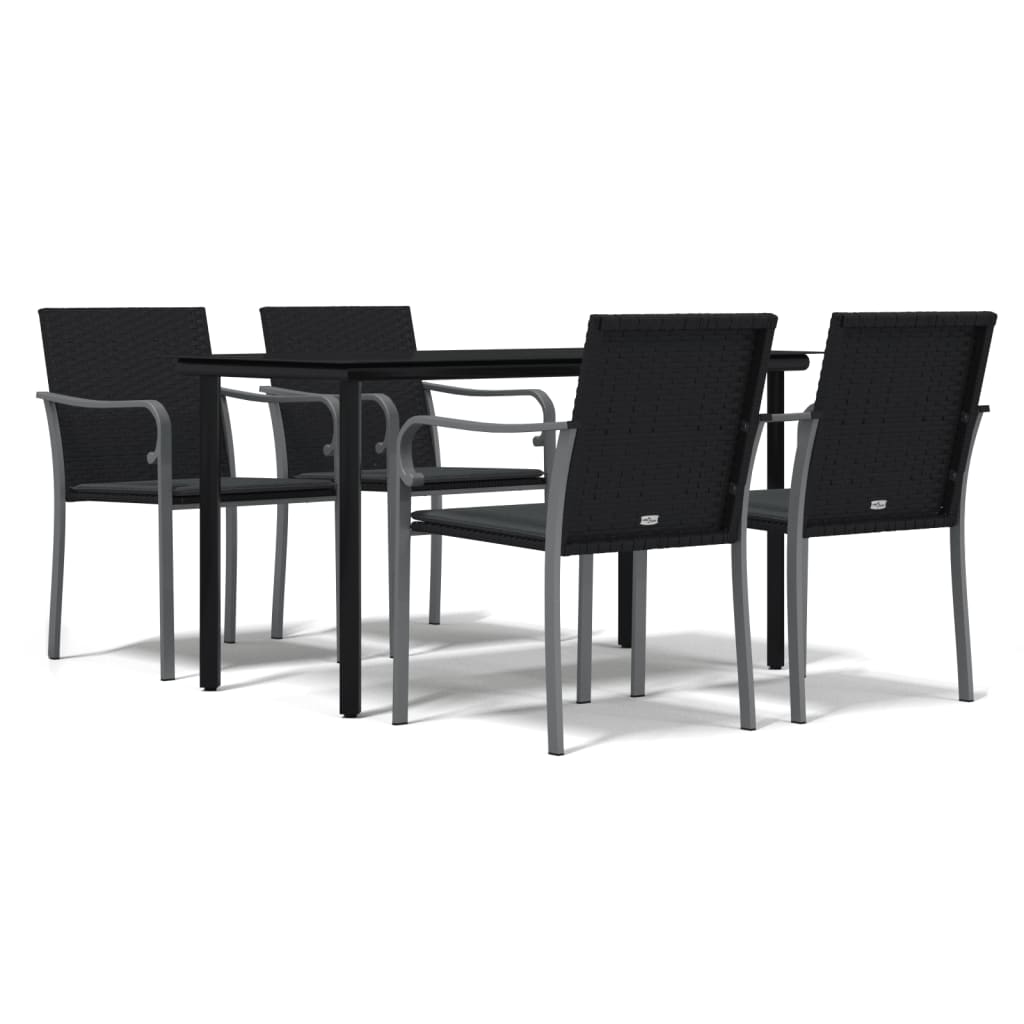 Ensemble à manger de jardin 5 pcs coussins résine tressée acier