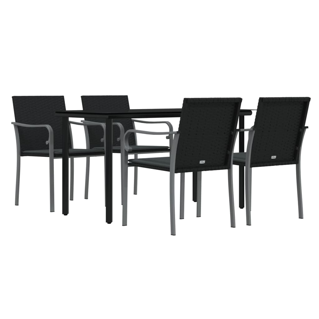 Ensemble à manger de jardin 5 pcs coussins résine tressée acier
