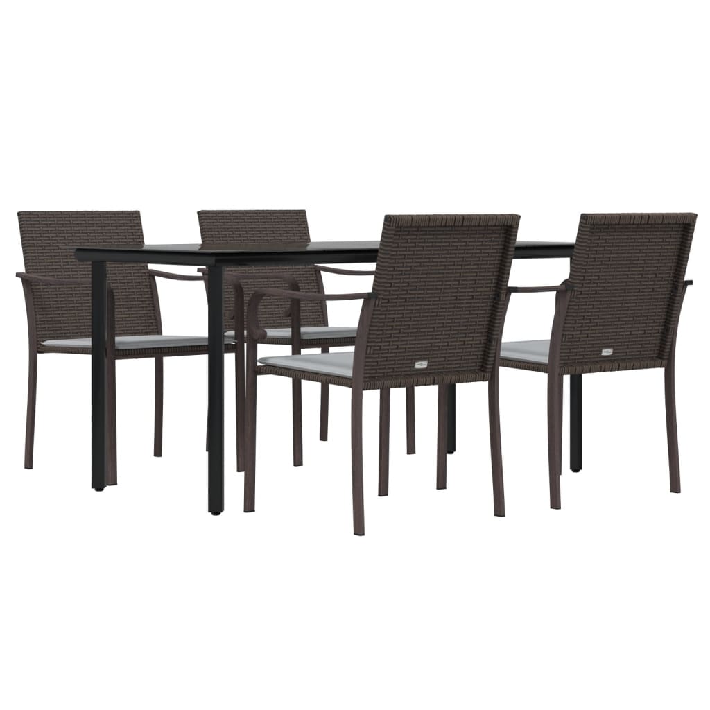 Ensemble à manger de jardin 5 pcs coussins résine tressée acier