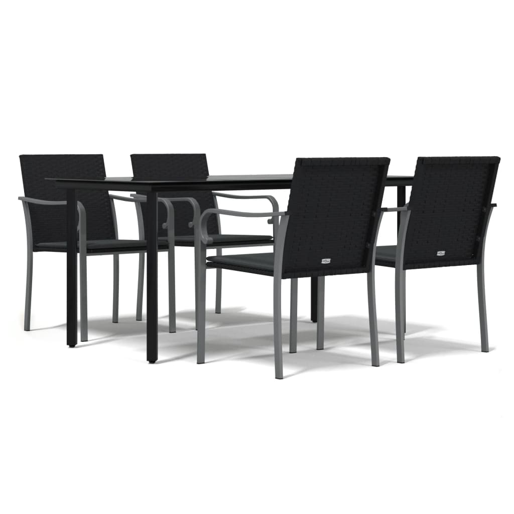 Ensemble à manger de jardin 5 pcs coussins résine tressée acier