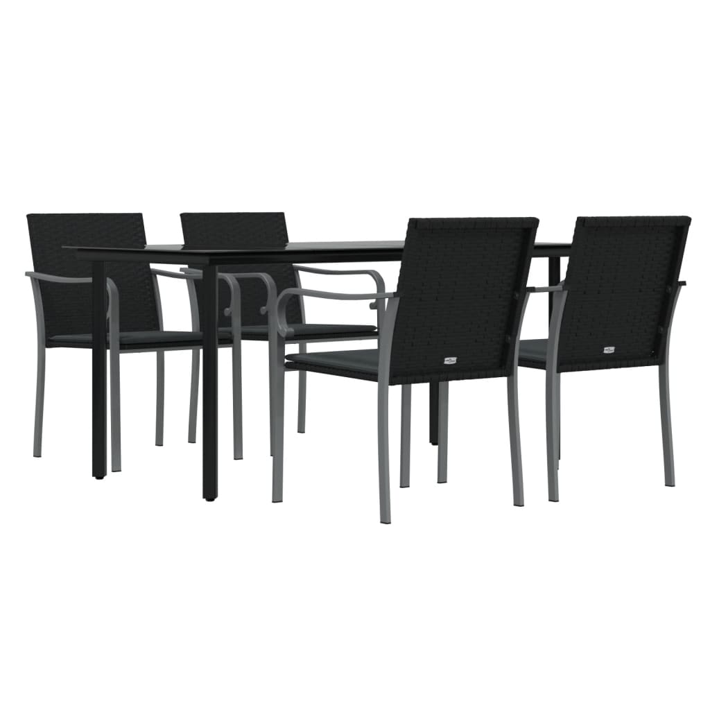 Ensemble à manger de jardin 5 pcs coussins résine tressée acier