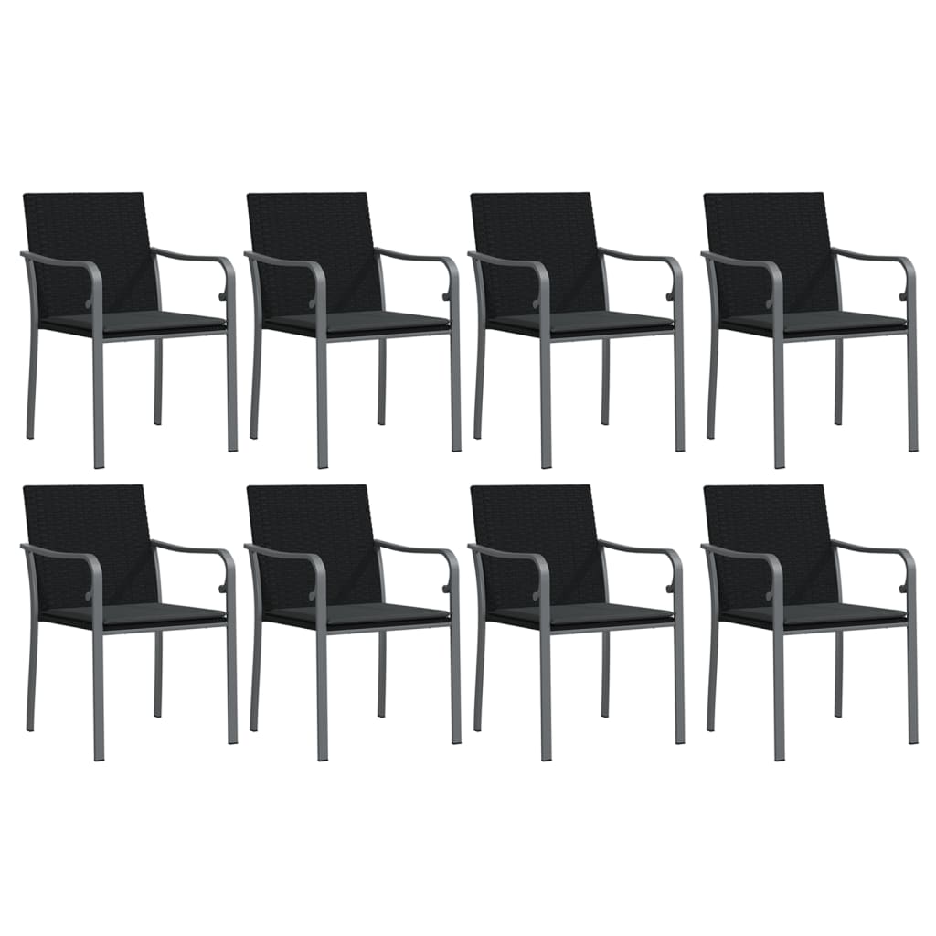 Ensemble à manger de jardin 9 pcs coussins résine tressée acier